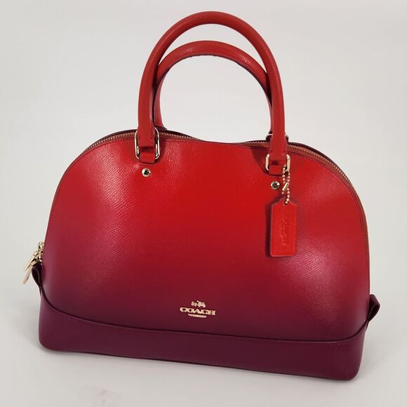 Coach Sierra Crossgrain Leather Satchel Ombre Convertible Red‎ Watermelon Bag - Picture 1 of 14
